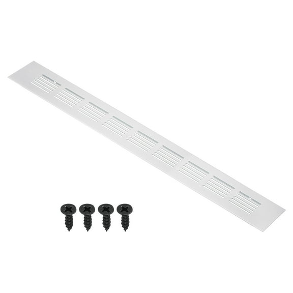 Uxcell 16"x2" Rectangle Air Vent Cover Door Grille Ventilation Cover Louvered with Screws for Cabinet Silver Tone