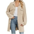 thumbnail image 2 of Kaemgyyd Womens Button down Shirts Textured Long Sleeve Jackets Shacket Collared Casual Coats with Pockets, 2 of 7