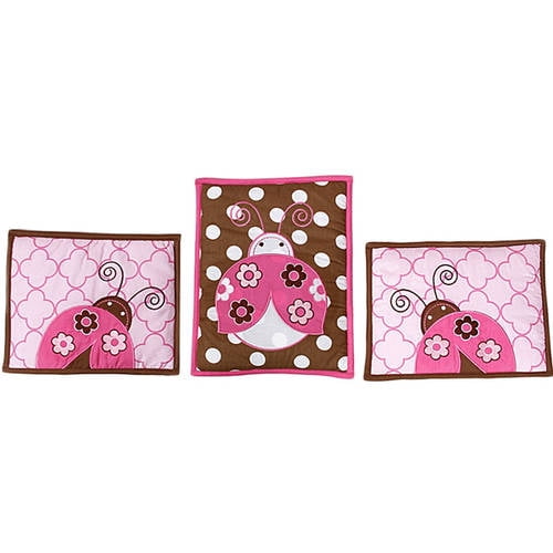 Bacati 10-Piece Ladybug Pink and Chocolate Bed Blanket Set