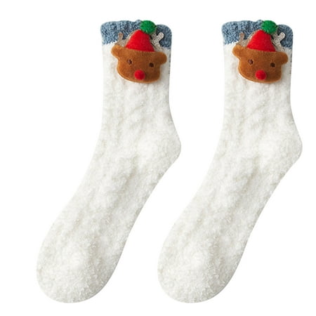 

Mishuowoti sock socks for men and women compression socks Women Autumn And Winter Thickened Coral Socks Cute Cartoon Tube Socks Christmas Socks K One Size