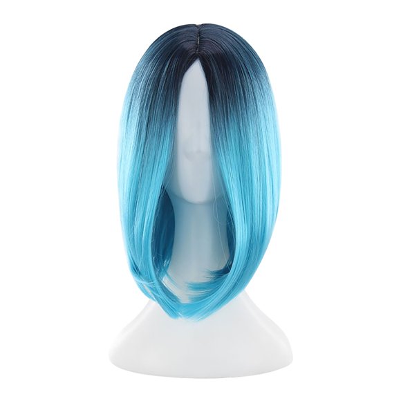 WIFKLSIIPG Party Wig Gradient Short Straight Hair Highlight Female Wig Wig Realistic Straight with Flat Bangs Synthetic Colorful Daily Party Wig Natural as Real Hair