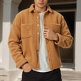 thumbnail image 2 of Wuxian Men Fuzzy Jacket Button Down Turndown Collar Shirt Jacket Soft Thermal Lined Open Front Coat With Pockets Fall Winter Warm Casual Streetwear,Yellow,L, 2 of 5