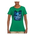 thumbnail image 2 of Tiger In The Snowy Night Animal Lover Womens Graphic T-Shirt, Kelly, Small, 2 of 3