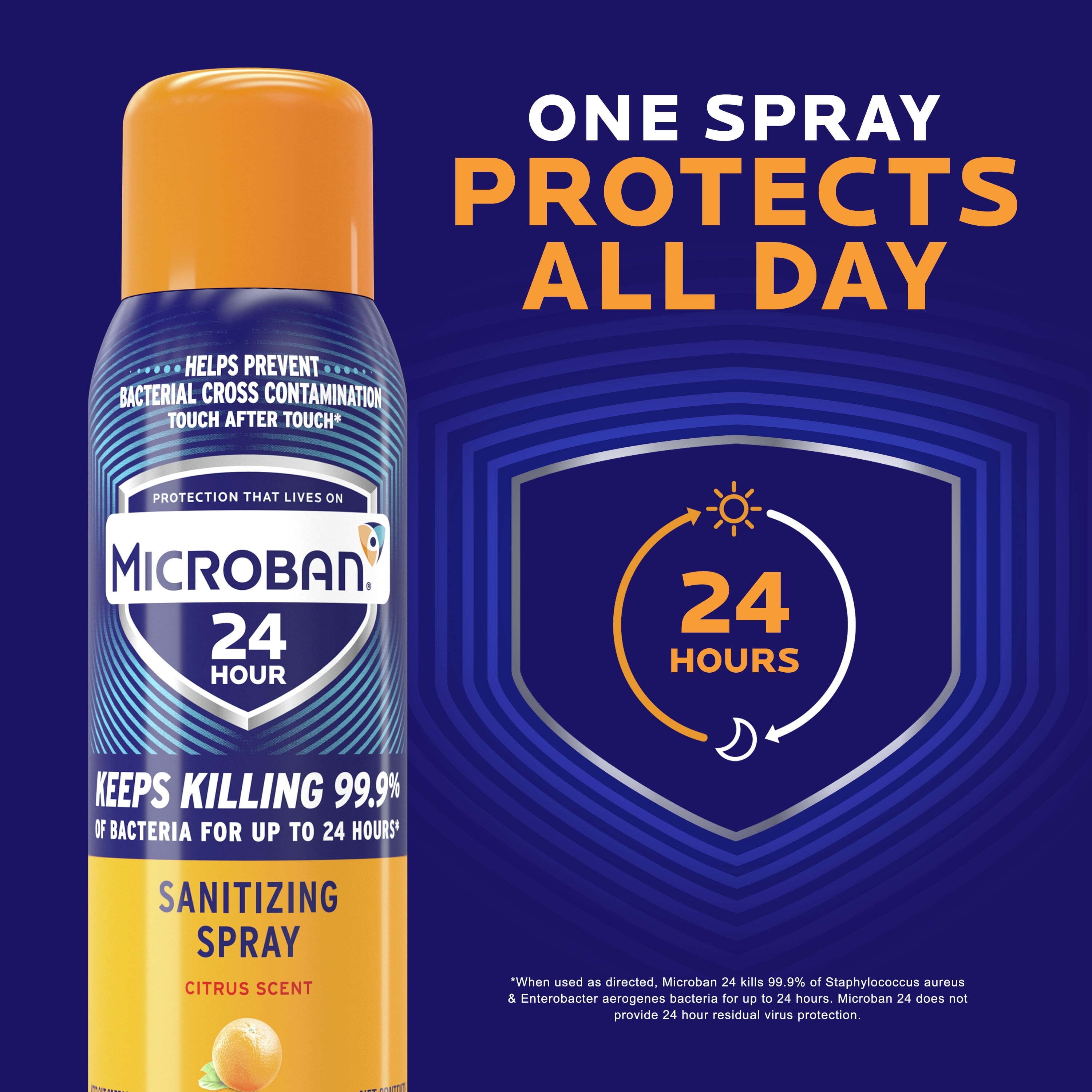 Microban 24 Hour Disinfectant Sanitizing Spray, Citrus Scent - Thumbnail 4