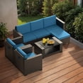 thumbnail image 2 of Gaildon 7 Piece Patio Furniture Set, All Weather Outdoor Sectional PE Rattan,Reclining Sofa,Patio Conversation Sets with Cushions and Glass Coffee Table for Garden Lawn Balcony Porch Deck, Blue, 2 of 13