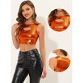 thumbnail image 2 of INSPIRE CHIC Top corto metálico brillante sin mangas para mujer naranja XS, 2 of 4