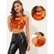 thumbnail image 2 of INSPIRE CHIC Top corto metálico brillante sin mangas para mujer naranja XS, 2 of 4