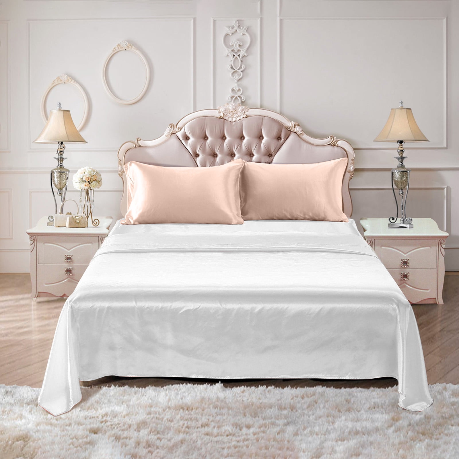 Hvmvliv Silk Pillowcase Satin Pillowcase Pillowcases Standard Size Set of 2 Luxury and Soft Satin Pillowcovers 2 Pack (20x30 Inches) Beige