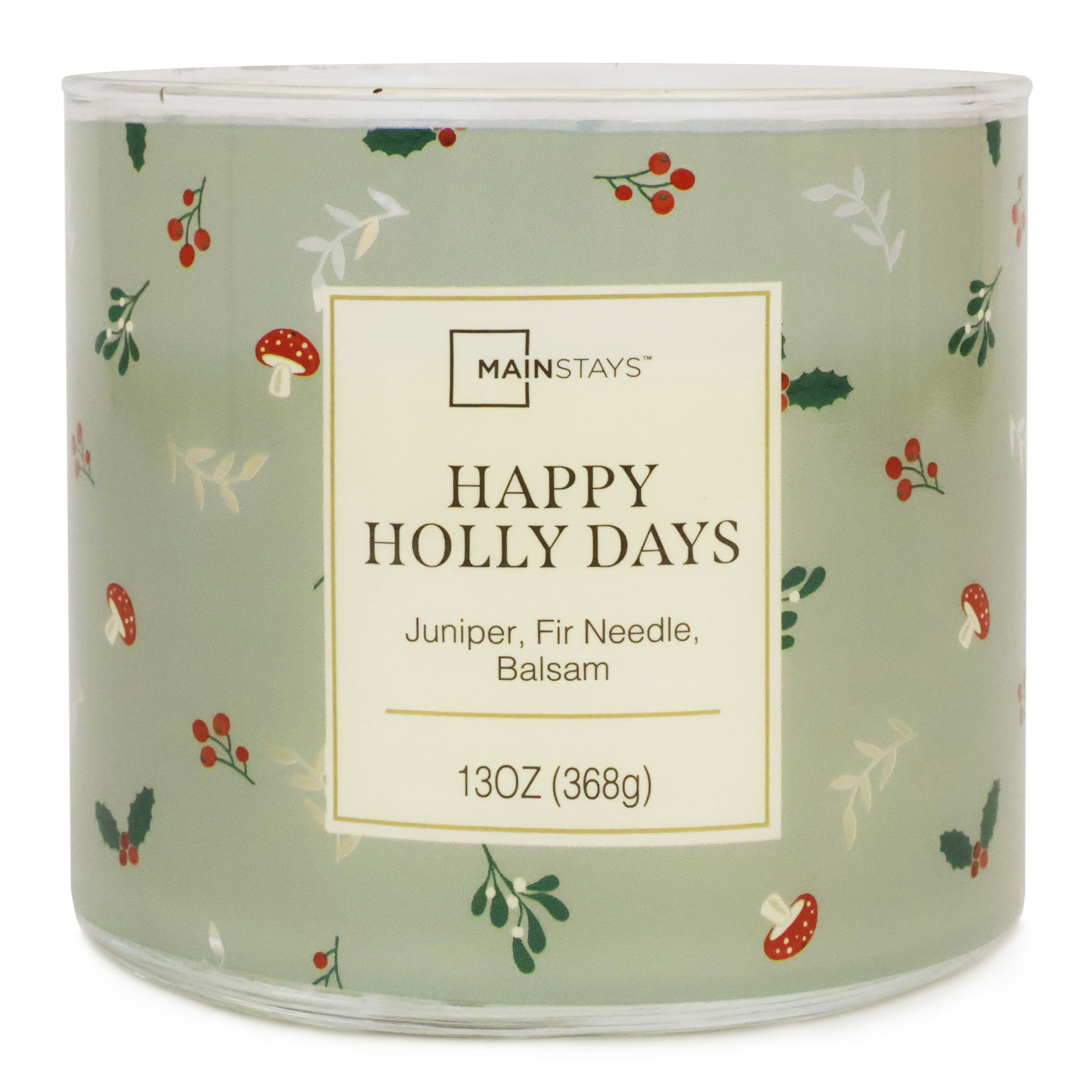 Mainstays 3-wick Happy Holly Days Plaid Candle, 13-Ounce