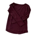 thumbnail image 2 of Eddie Bauer Women's Long Sleeve V-Neck T- Shirt In Merlot Navy Stripe, L, 2 of 3