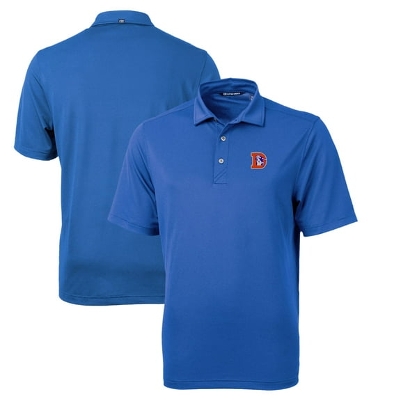 Men's Cutter & Buck Blue Denver Broncos Throwback Logo Virtue Eco Pique Recycled Polo