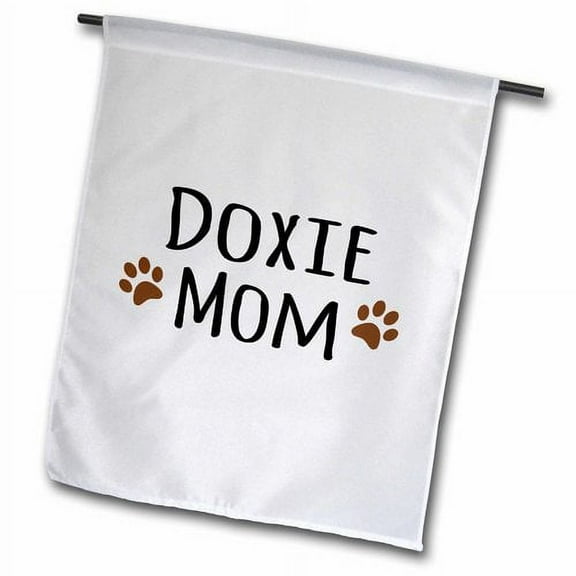 3dRose, Doxie Dog Mom - Dachshund - Doggie by breed - brown muddy paw prints - doggy lover pet owner mama, 12 x 18 inch Garden Flag