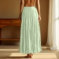 thumbnail image 5 of NANAIQ Maxi Skirts for Women 2025 - Long Flowy Pleated Pure Color Skirt, Casual Soft Casual Beach Skirt, Spring Summer Trendy Skirts for Women Daily Wear Light Green XL, 5 of 9