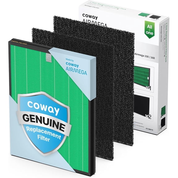 Airmega 150 Genuine Air Purifier Replacement Filter Set, HEPA and Active Carbon Filter, AP-1019C-FP