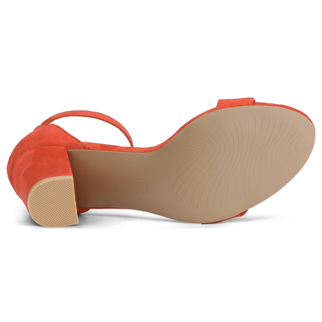 Unique Bargains Women's Chunky High Heel Ankle Strap Sandals 2 Packs Orange Black 10