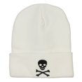 thumbnail image 5 of Skull Cross Bones Embroidered Long Beanie - White OSFM, 5 of 5