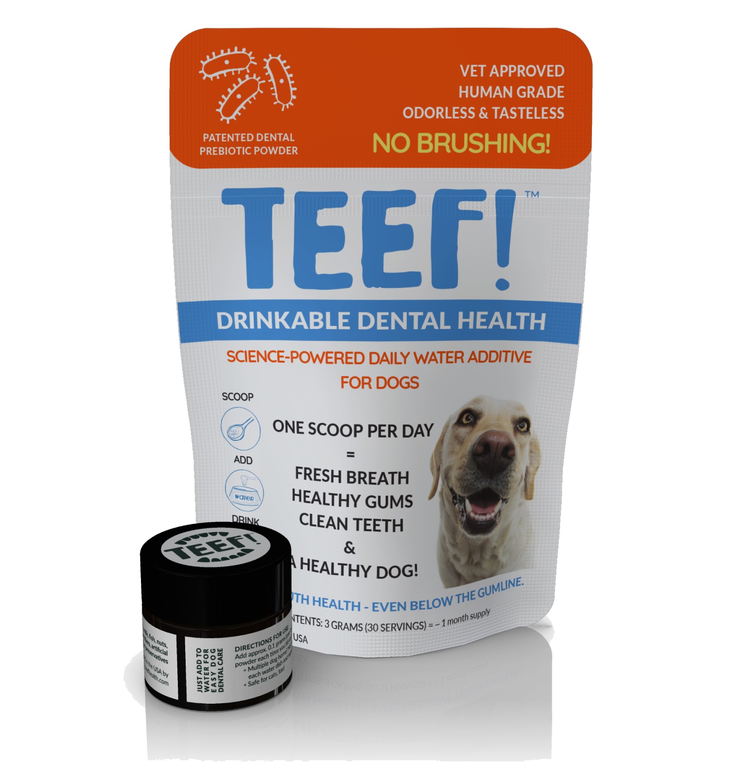 TEEF Daily Dental Care Natural Dog Dental Water Additive, Fights