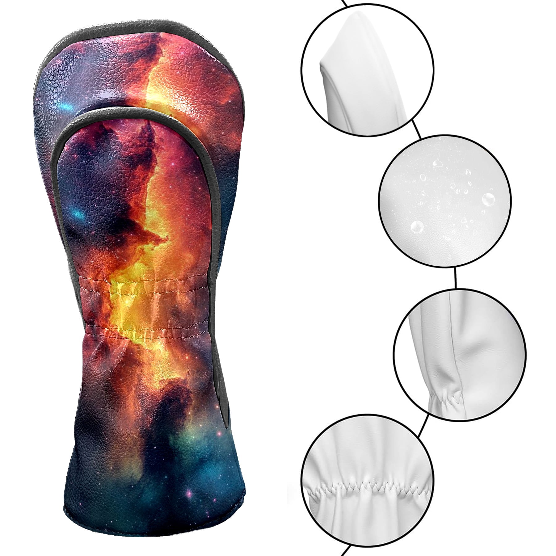 Golf Club Head Covers - Aurora Design, PU Leather, Waterproof, Fits Fairway Woods/Hybrid, Unisex, Fits Most Brands