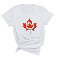 thumbnail image 2 of vdgthytj T-Shirt Femme Fête du Canada Imprimé Feuille d'Érable Manches Courtes Été Col Rond Basique, 2 of 3