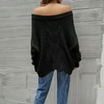 thumbnail image 4 of DailyTrove Women's Off-Shoulder Knit Sweater, Long Sleeve, Casual Beach & Evening Wear, Lightweight Cotton Blend, Relaxed Fit, Plus Size Friendly, 4 of 6