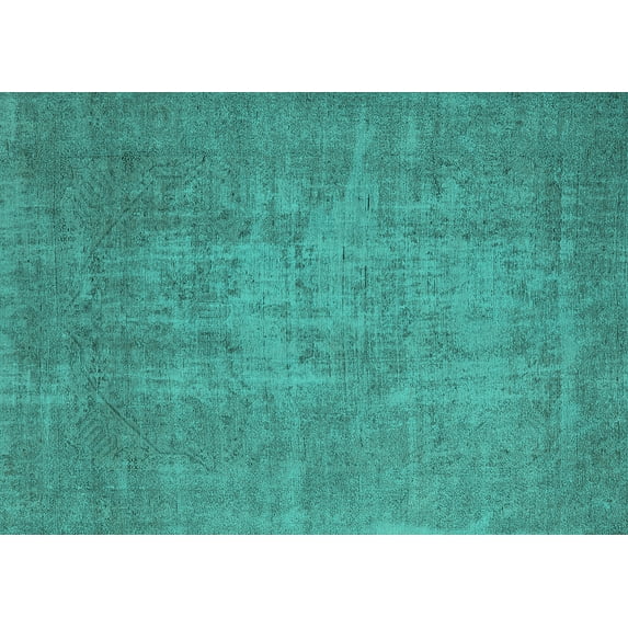 Ahgly Company Indoor Rectangle Oriental Turquoise Blue Industrial Area Rugs, 4' x 6'