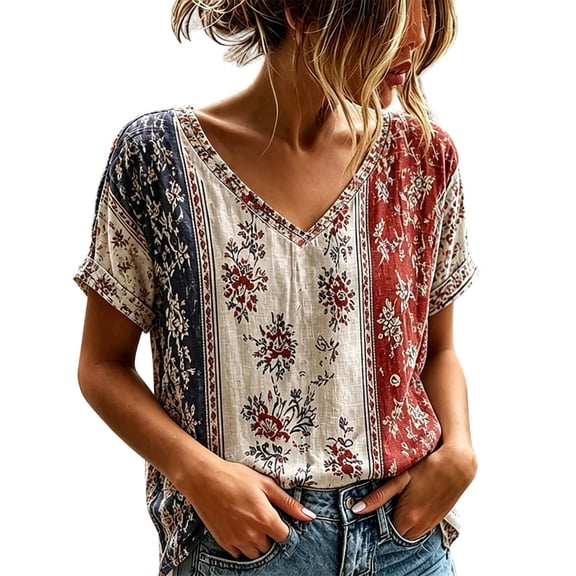 Oversized 4Th of July Shirts Women Independence Day Print Patriotic Short Sleeve Casual Summer Tees