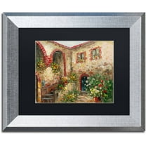 Trademark Fine Art "Tuscany Courtyard" Canvas Art by Rio Black Matte, Silver Frame
