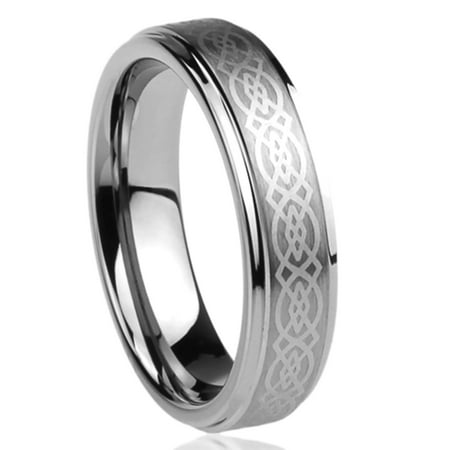 Laser Design Wedding Band - Men Women 6MM Titanium Comfort Fit Wedding Band Ring Laser Etched Celtic Knot Design Ring (6 to 14)