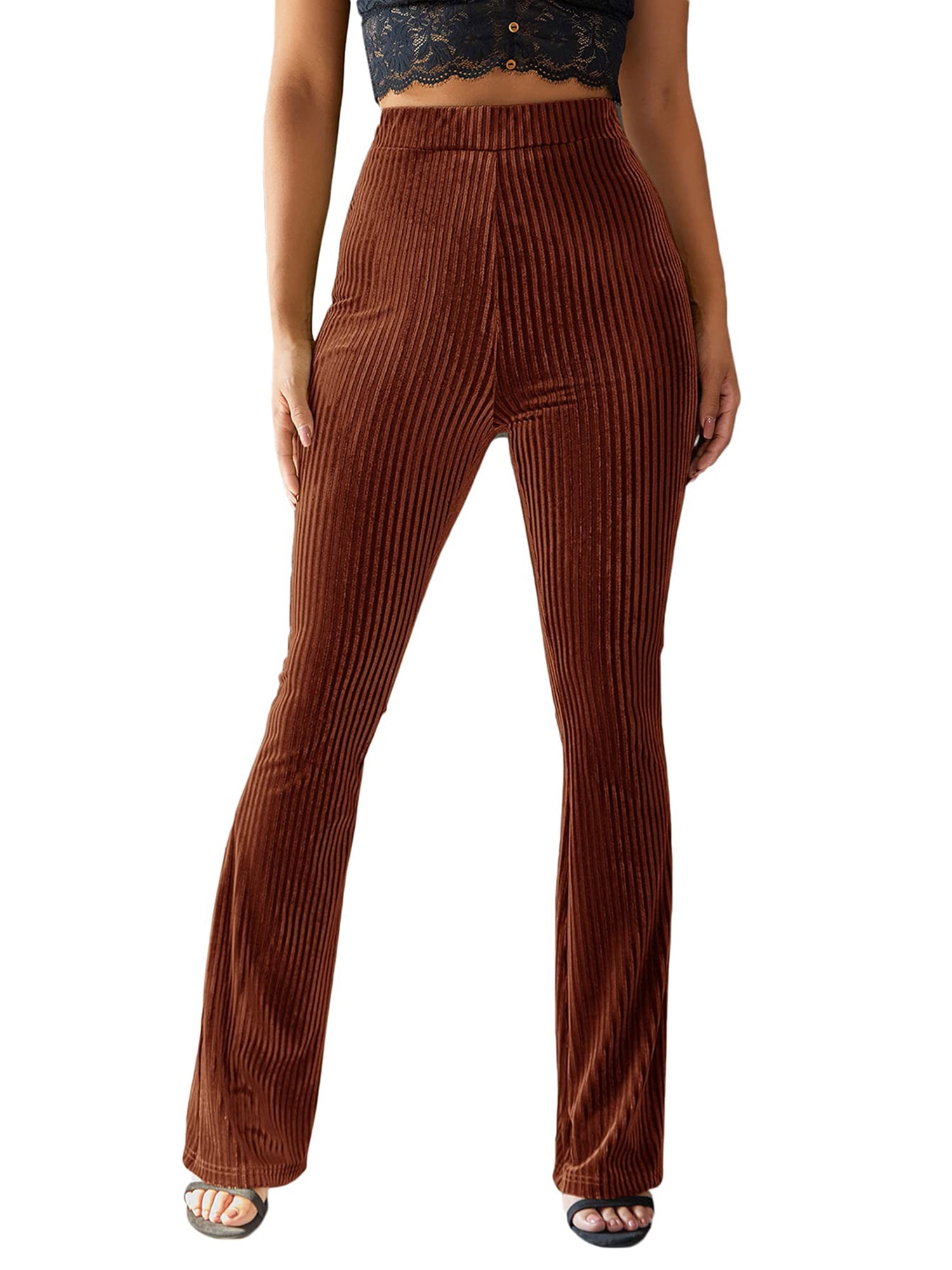 Velvet Elastic Waist Flare Yoga Pants 