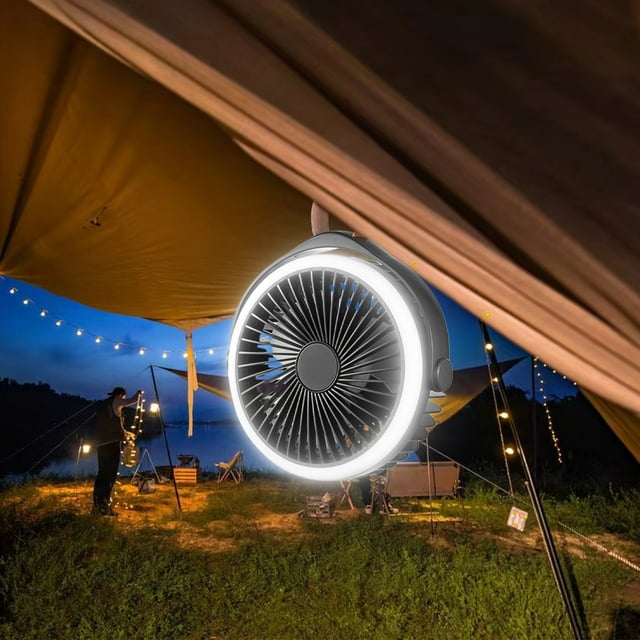 NARABB Fans For Home Camping Fan With LED Lights & Lanyard, Battery Operated Fan With Lanyard, USB Rechargeable Fan For Tent Car RV Hurrican-e Emergency Outages Survival Kit