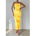 thumbnail image 4 of Vestido PRETTYGARDEN Strapless Amarillo Floral Maxi Bodycon XXL, 4 of 7