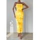 thumbnail image 4 of Vestido PRETTYGARDEN de mujer sin tirantes, maxi floral amarillo, talla pequeña, 4 of 7