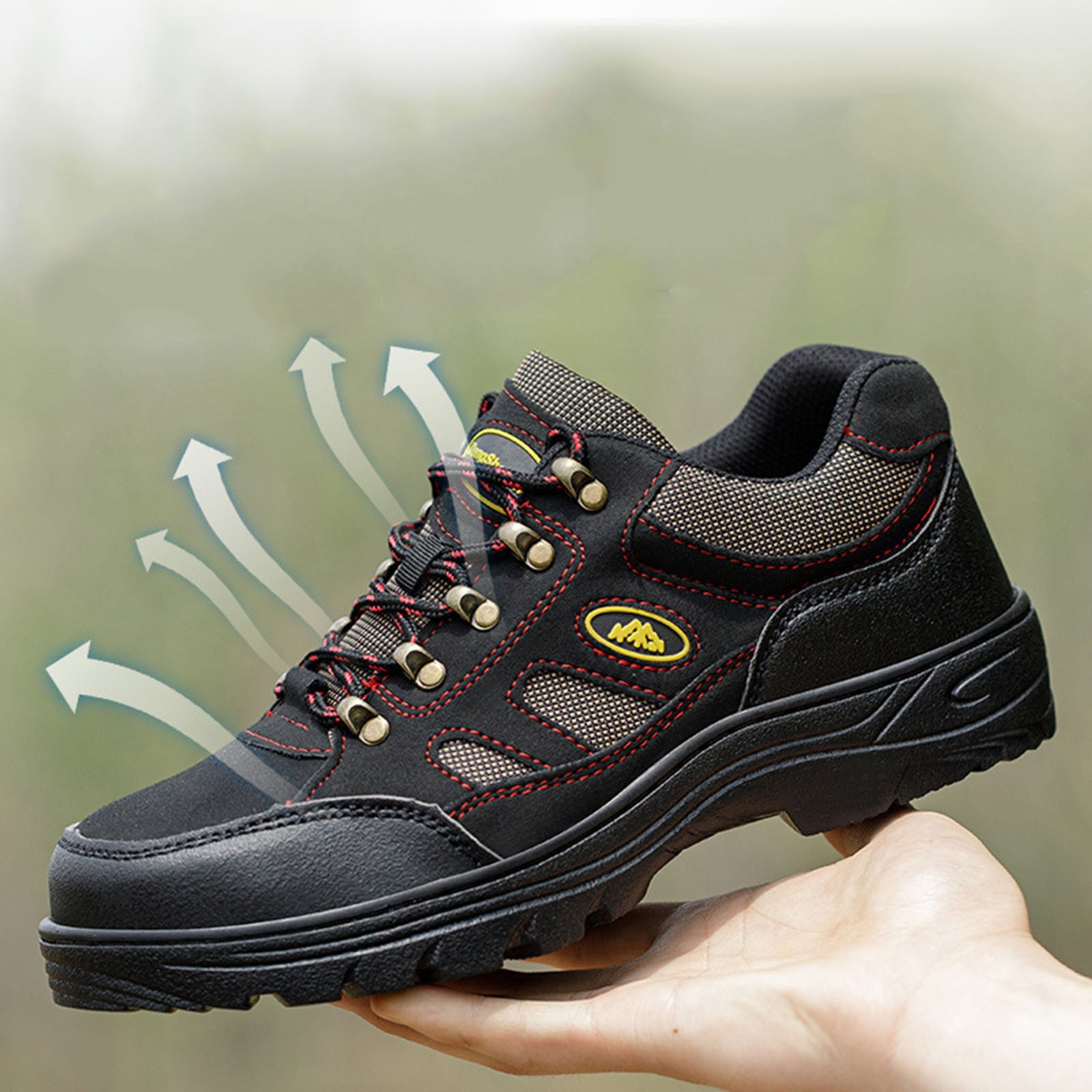Black Women'S Hiking Shoes Comfortable Outdoor Trail Walking Non Slip Outsole For Trekking Backpacking Camping Travel Adventure Size 38