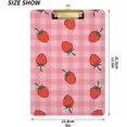 thumbnail image 3 of FMSHPON Strawberry Pink Plaid Cute Clipboard Hardboard Wood Nursing Clip Board and Pull for Standard A4 Letter 13x9 inches, 3 of 5