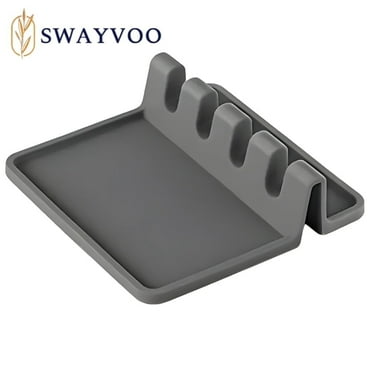 Swayvoo Silicone Spoon Rest 4‑Slot, Heat‑Resistant Utensil Holder, Non‑Slip Dishwasher Safe
