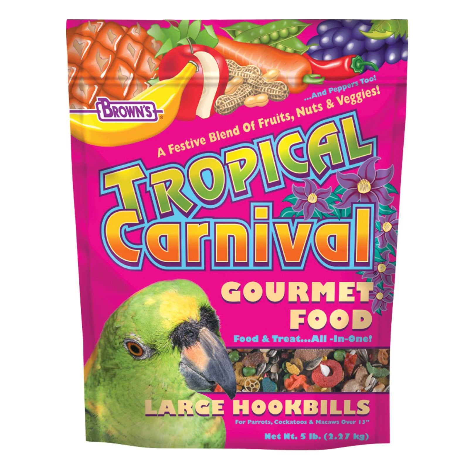 Brown's Tropical Carnival Large Hookbill Bird Food with ZOO-Vital Biscuits 5 lbs.