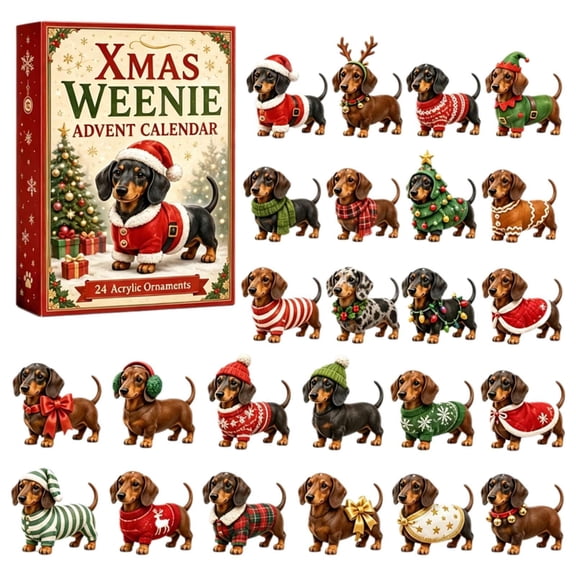 2026 Dachshund Christmas Advent Calendar, 24 Days of 3D Christmas Dog Collectible Figurines — Home Christmas Decor for Dog Lovers, Holiday Countdown Gift