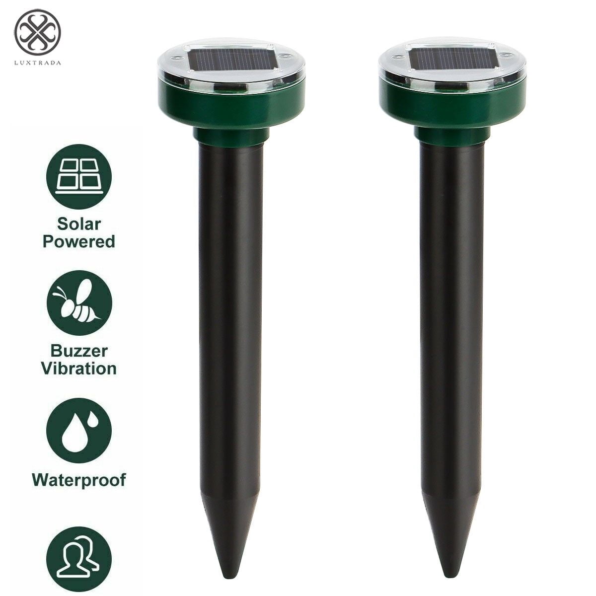 Luxtrada 4PCS Solar Power Ultrasonic Sonic Mouse Gopher Mole Pest Rodent Repellent Repeller Garden