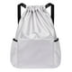 thumbnail image 4 of Mochila con cordón resistente al agua con mochilas de almacenamiento de bolsillo frontal para el trabajo Gris, 4 of 8