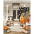 thumbnail image 4 of Fall Pumpkin House Flag for Outdoor 28x40 Double Sided,Seasonal Pumpkin with Bowknot White Dots Yard Flags for Outside,Holiday Decorative House Flag for Farmhouse Thanksgiving Autumn Décor, 4 of 6