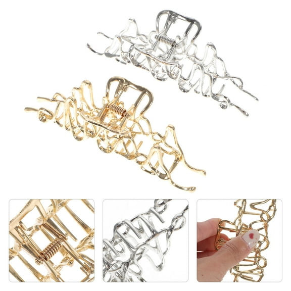 MUSEYA 2Pcs Assorted Color Metal Jaw Hair Clips Sturdy Hair Claw Clips for Daily Use
