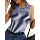 thumbnail image 1 of Camiseta sin mangas SOLY HUX para mujer a rayas sin mangas, acanalado, azul marino, 1 of 5