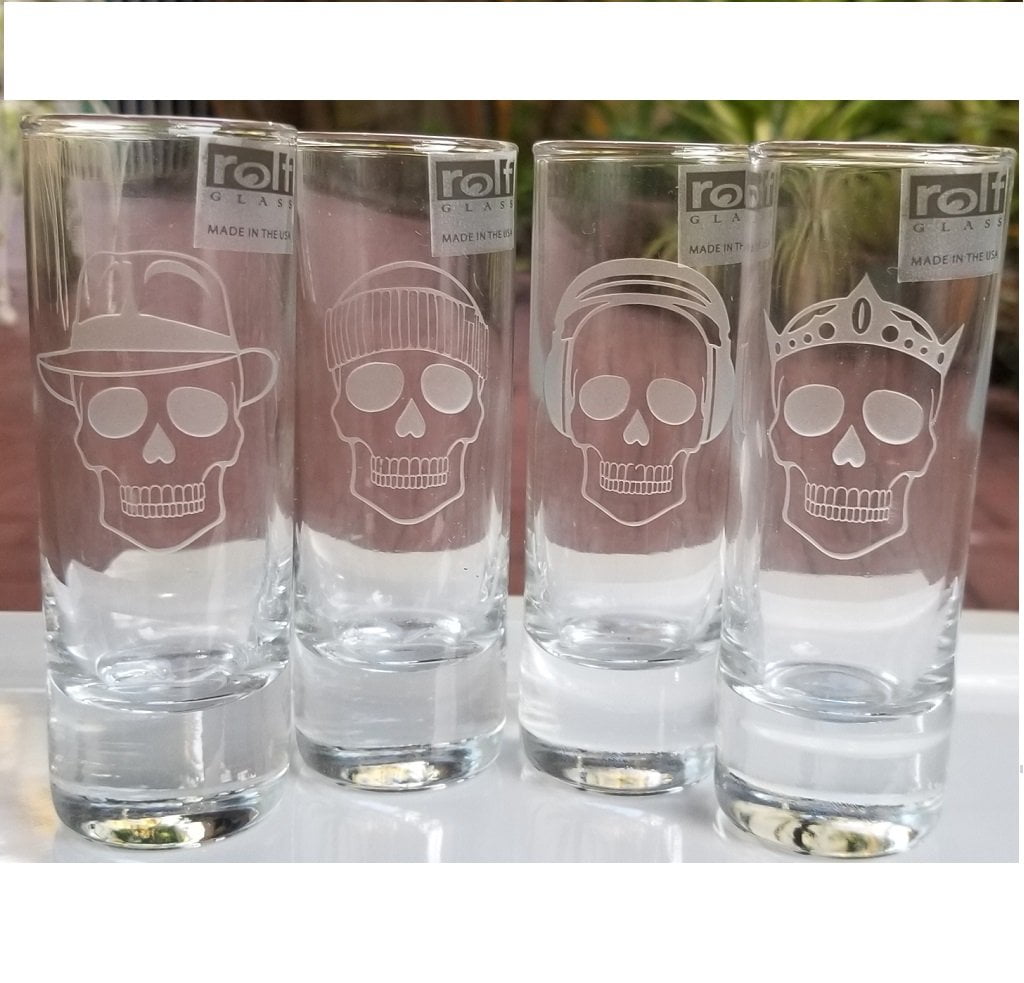 Cordial Shot Glasses Skull 4 Pieces Party Celebration Shot Glasses Liquor Beverage Whiskey Home