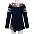 thumbnail image 2 of PALACLOTH Women Round Neck Long Sleeve Leopard Patchwork Blouse Top, 2 of 5