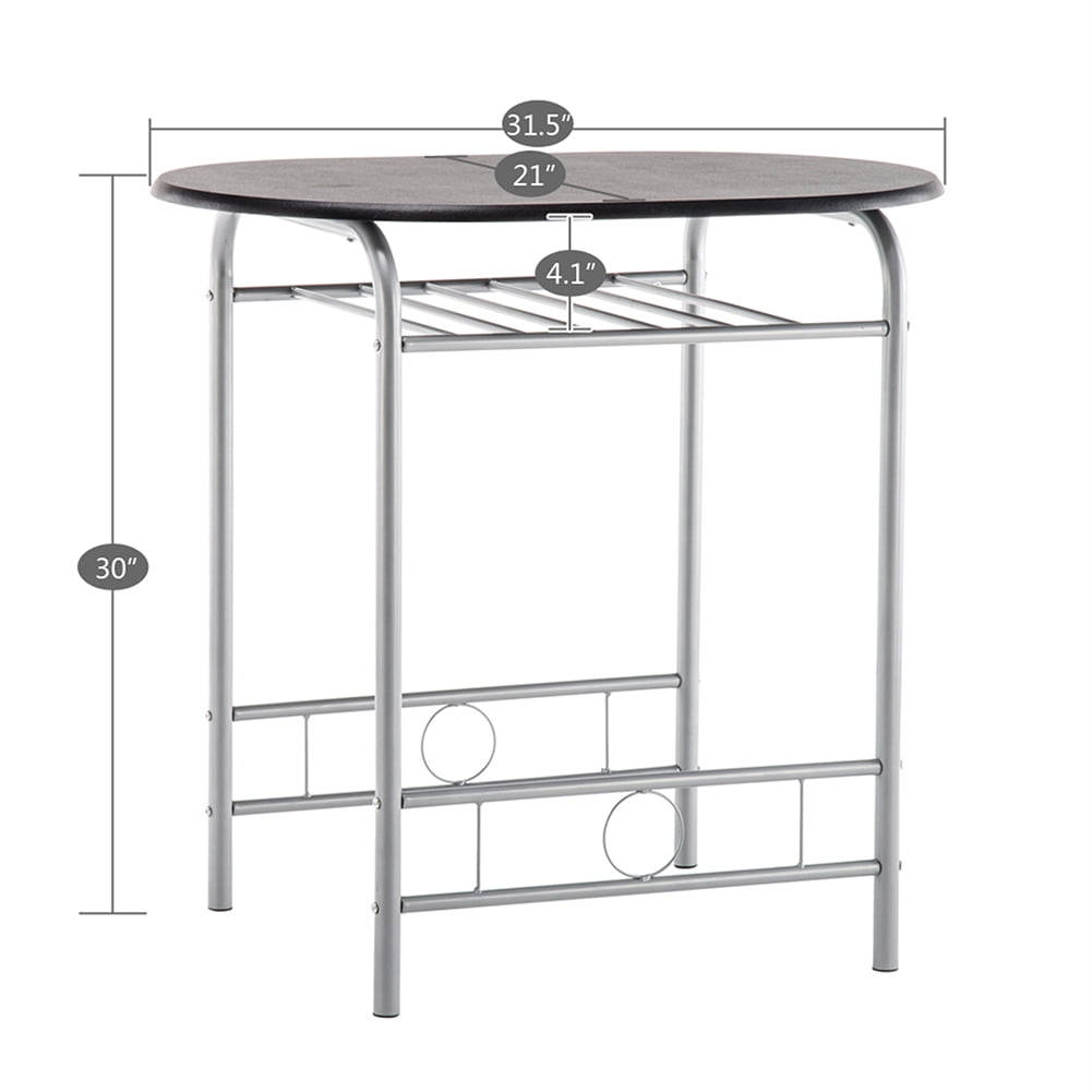 Kepooman 3 Piece Breakfast Set, PVC Breakfast Table for 2, Modern Dining Table Set with Two Chairs, Black
