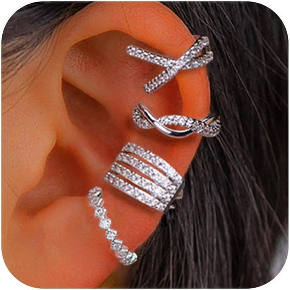 Ear Cuff Earrings for Women Gold and Silver Earrings Two Tone Earring Mixed Metal Ear Cuffs Non Piercing Clip on Cartilage Earring