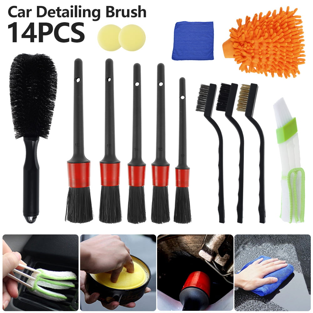 Leather Green Exterior Air Vents Dashboard 2-in-1 Car Detailing Brush Vent Cleaner & Hard Brush Mini Duster for Car Air Vent,Perfect for Cleaning Wheels Emblems Interior