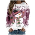 thumbnail image 2 of WEAIXIMIUNG Chandail en Molleton Femme Mignon Mode Hiver Décontracté Bonhomme de Neige Flocon de Neige Imprimé de Noël Col Rond Manches Longues Sweat à Capuche, 2 of 4