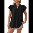 thumbnail image 1 of Blusa de Verano 2025 para Mujer, con Cuello en V, Volantes, Corta, Lunares, Holgada, Color Negro, Talla XL, 1 of 6