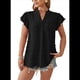 thumbnail image 1 of Blusa de Verano 2025 para Mujer, con Cuello en V, Volantes, Corta, Lunares, Holgada, Tipo Túnica, Color Negro, Talla M, 1 of 6